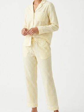 GAP Body Yellow White Striped Cotton Pajama Set Bundle Top XS Pants Small Petite